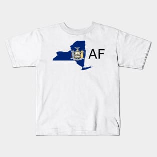 New York Flag State Outline AF (black) Kids T-Shirt